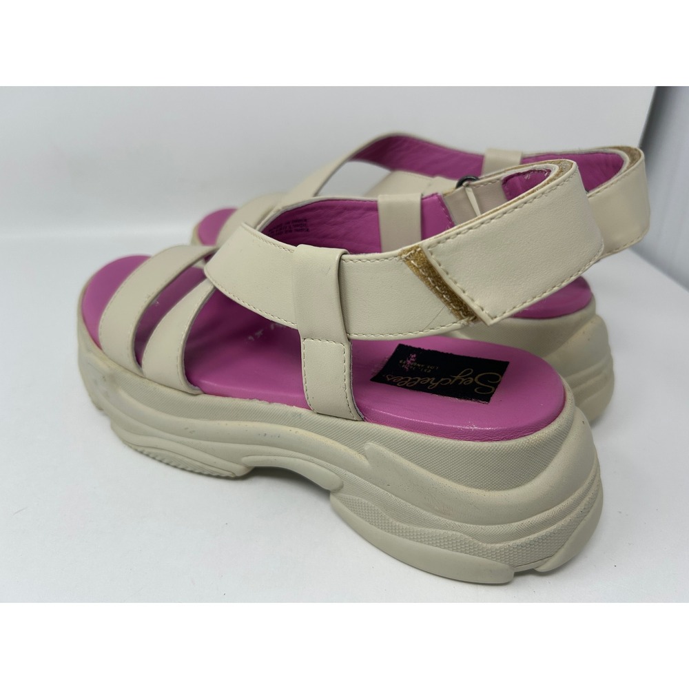 Seychelles Women Cream Pink Platform Sandals Chunky Strappy Sporty Hook Loop 10 - Picture 6 of 10